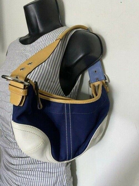 Coach Small Handbag Blue White Hobo Bag