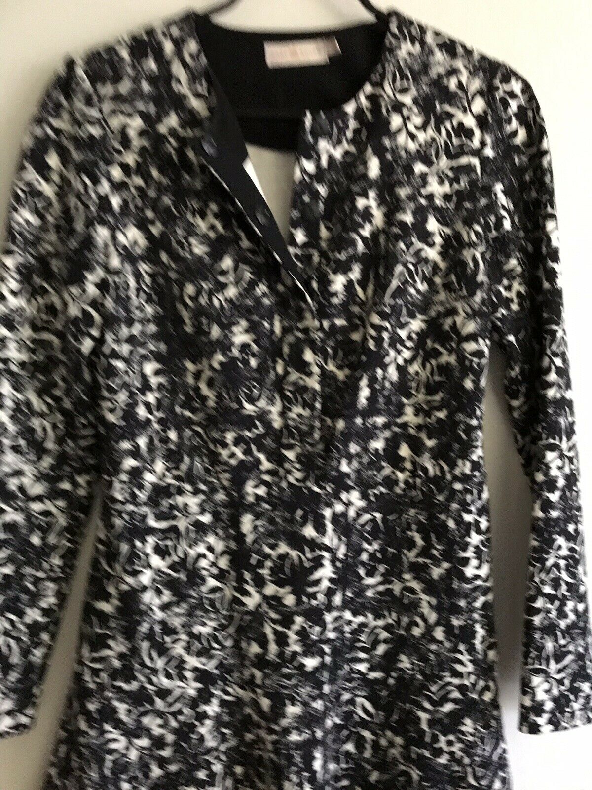 TORY BURCH Black/ White LS Floral Dress XS
