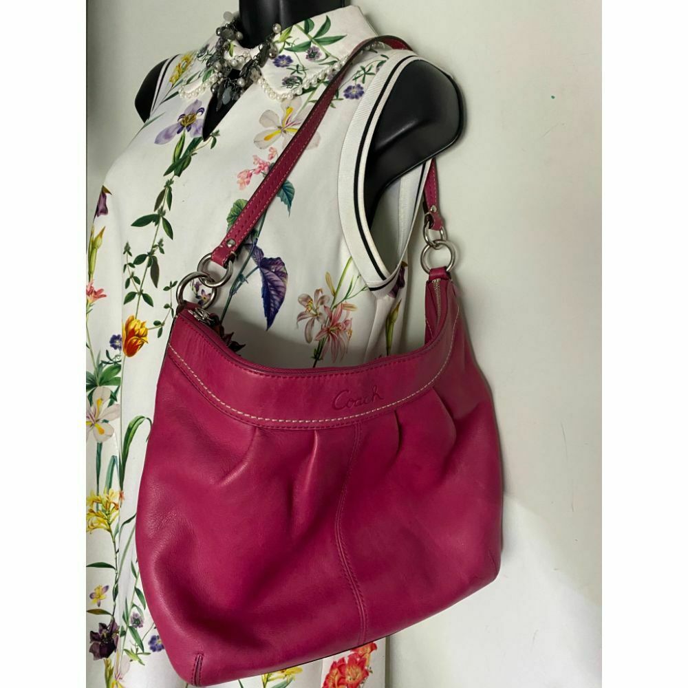 COACH Medium/ Large Leather Dark Pink Shoulder Bag