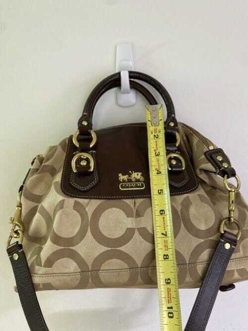 coach bag large brown tan fabric tote