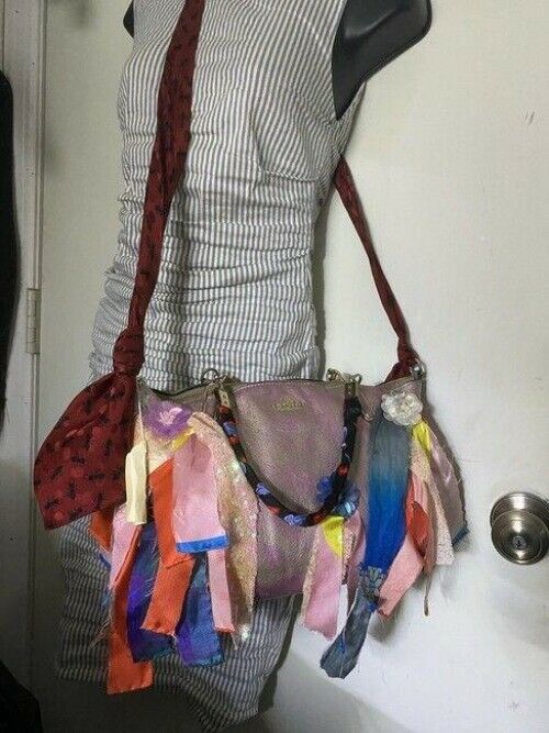 Coach shoulder bag w hand shoulder customized by me w applique purple gold tote