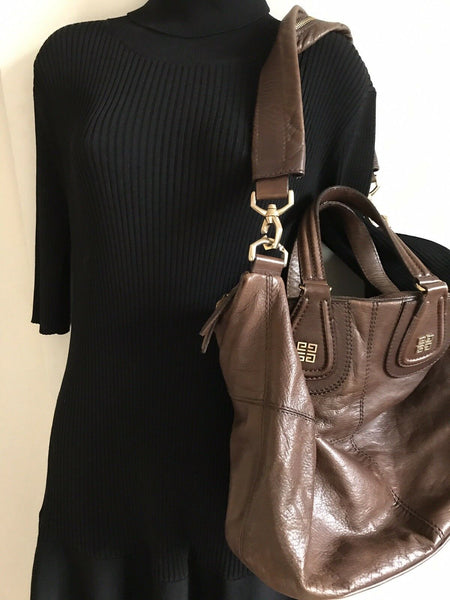 GIVENCHY Brown Leather Nightingale Handbag Msrp $2,200