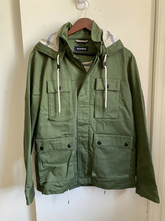 New! BONOBOS Field Jacket W/ Hoodie Olive Size Medium