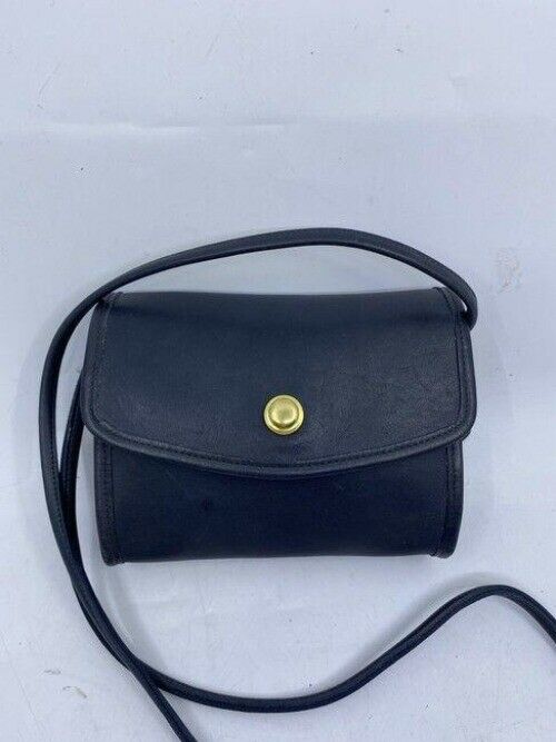 coach vintage flap navy leather cross body bag