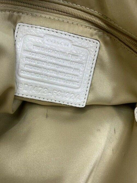 Coach w medium handbag w strap classic white leather shoulder bag