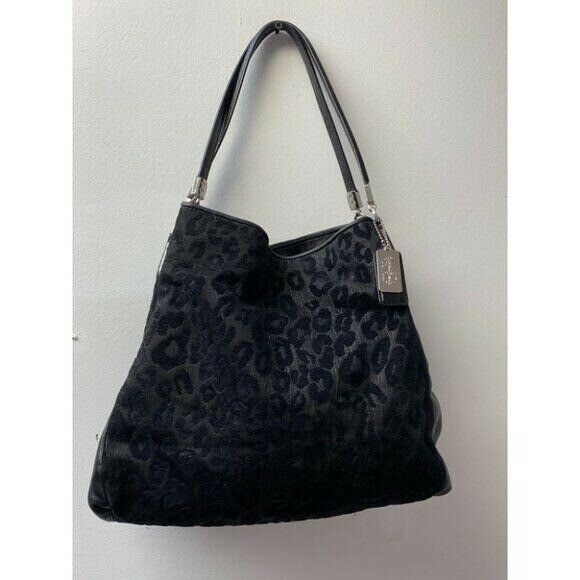 COACH Large Black Jacquard Fabric Tote Bag