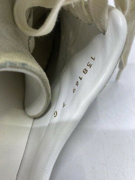 Gucci White Leather Gg Lace Up Redgreen Stripe White Sneakers Size Us