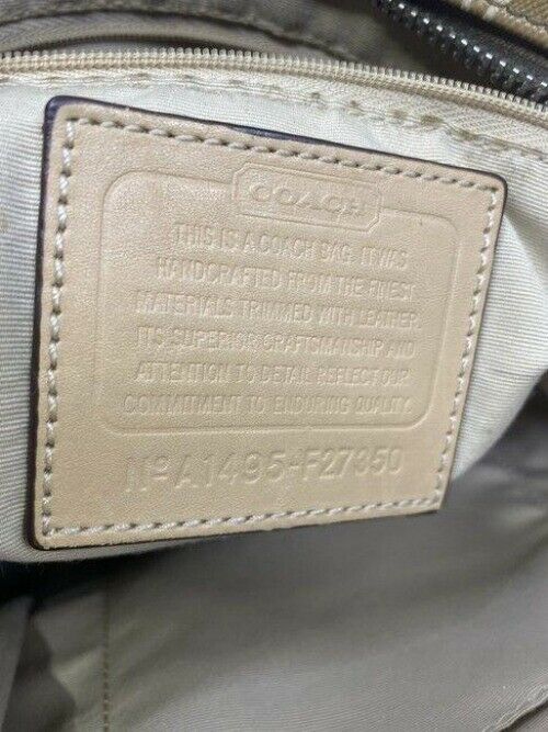 coach w w detachable specialty tie accent tan white shoulder bag
