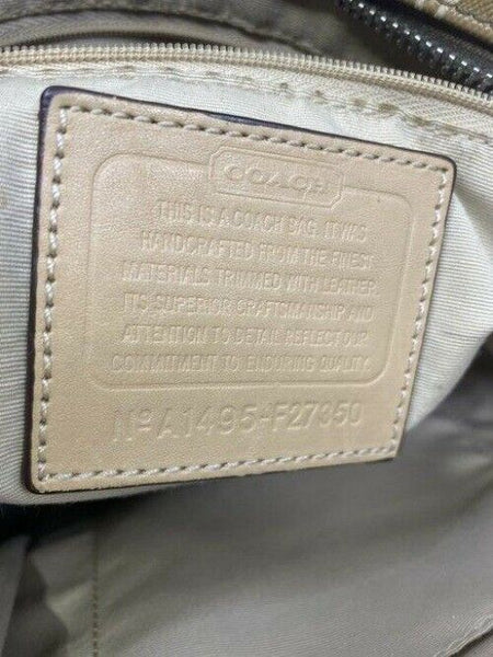 coach w w detachable specialty tie accent tan white shoulder bag