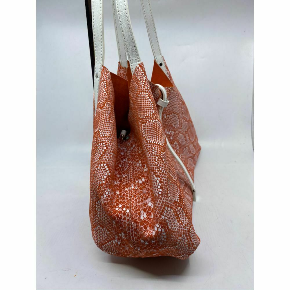 695 Tiffany and Co. Reversible Large Tote Bag Orange Suede and Snake Print Design