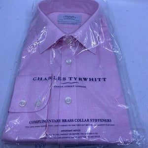 Charles Tyrwhitt Light Pink none iron Puppytooth slim fit shirt