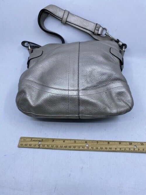 Coach Front Chain Weave Gun Metal Leather Shoulder Bag