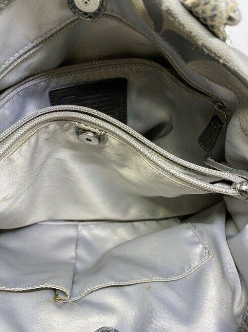 coach large snakeskin gray fabric shoulder bag