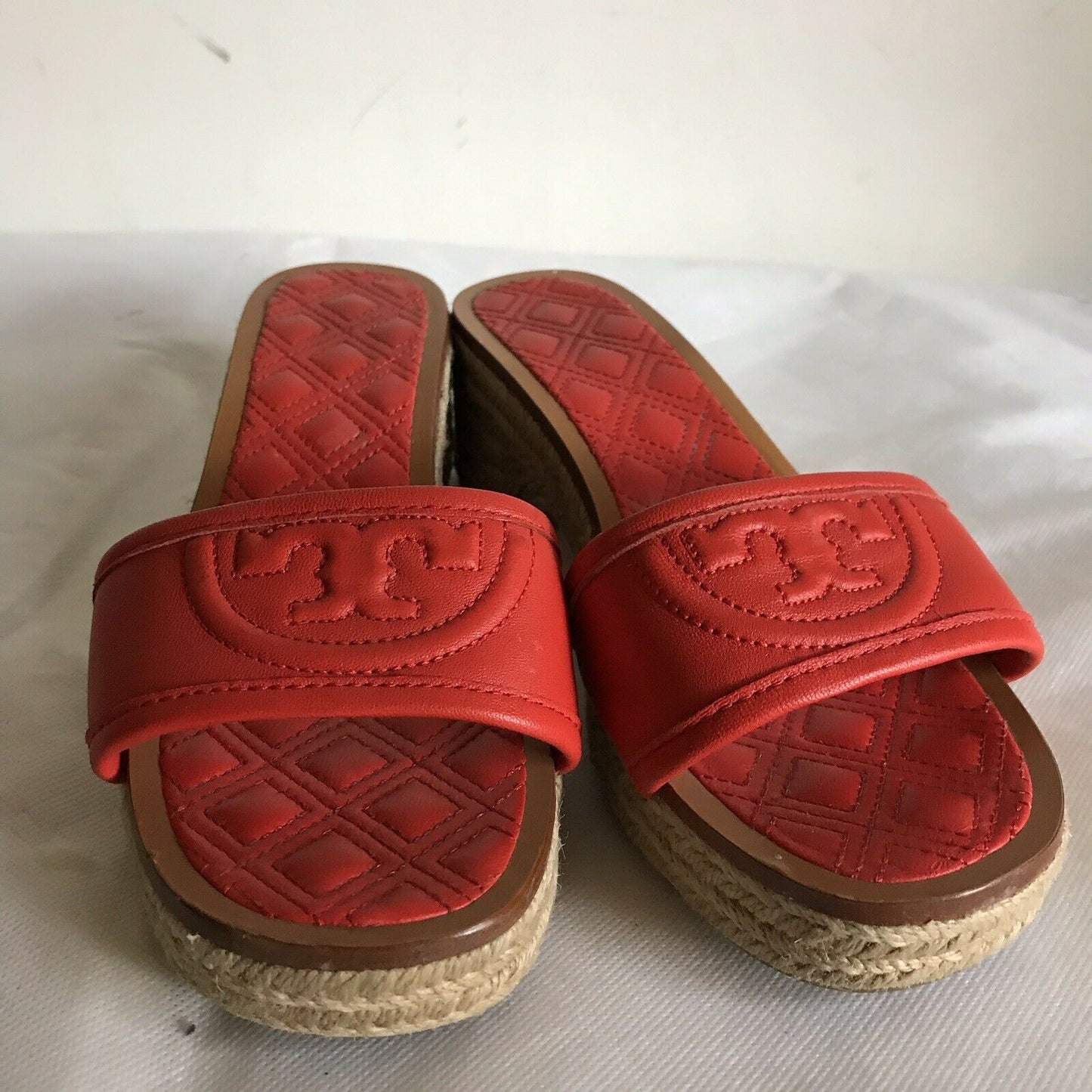 TORY BURCH Orange lamb Leather Slip On Sandals 6.5