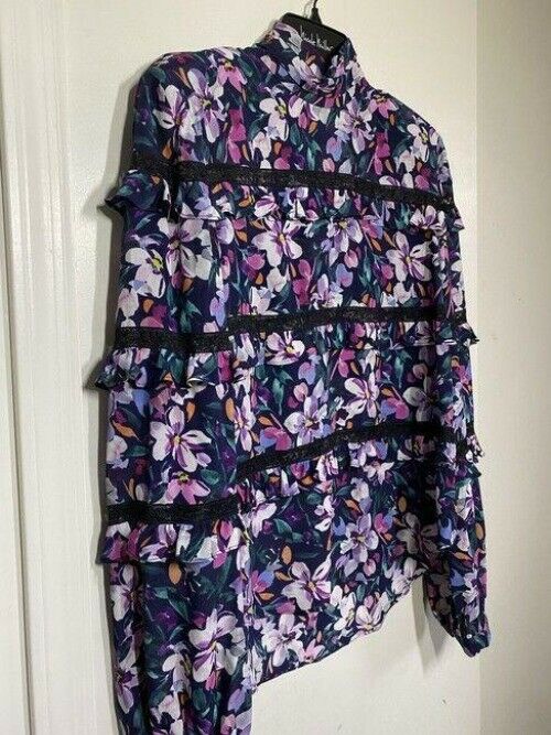 nicole miller multicolor new ls floral msrp sample small blouse