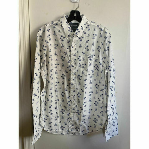 BONOBOS Blue White Printed Long Sleeve Button Down Shirt Size M