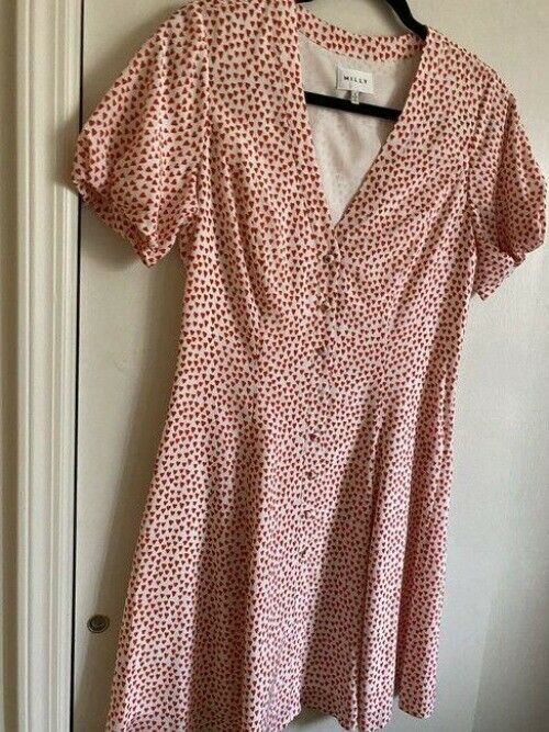 milly red white new heart printed msrp short formal dress