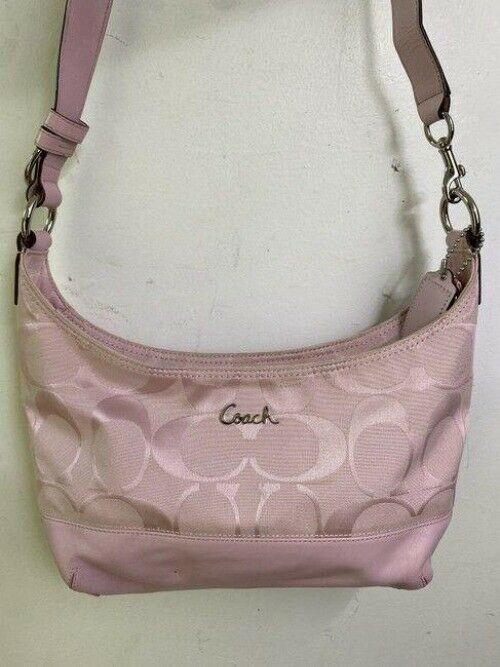 coach large pink jacquard fabric cross body bag
