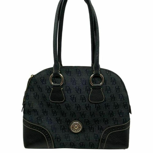 Dooney & Bourke Over Signature Fabric Size M Gray Black Shoulder Bag