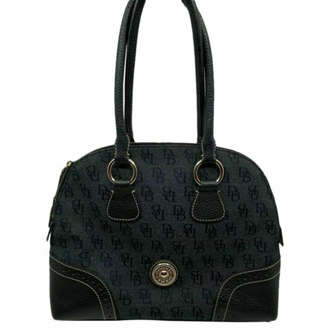 Dooney & Bourke Over Signature Fabric Size M Gray Black Shoulder Bag