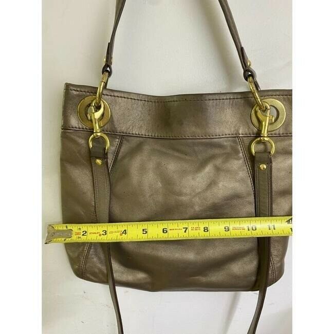 coach medium w adjustable strap gold leather cross body bag