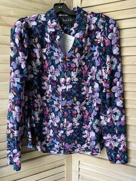 Nicole Miller Pink Purple White Floral Small Msrp Blouse