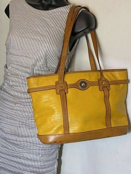 Dooney and Bourke yellow unique leather shoulder bag