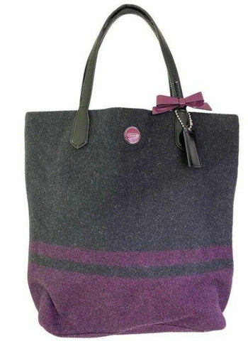 coach bag purple black fabric tote