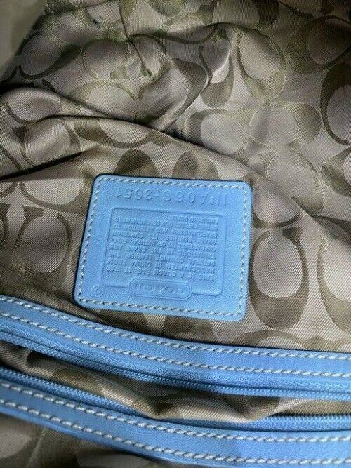coach large light blue leather shoulder bag