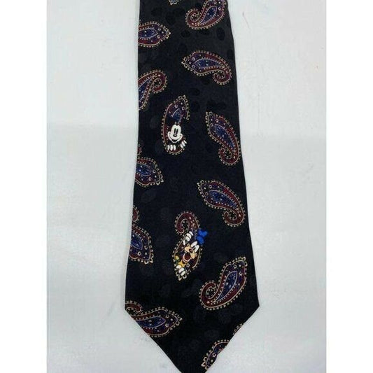 NWOT Disney Black Burgundy Neck Tie 100% Silk
