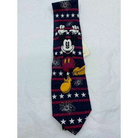 MICKEY MOUSE Disney Neck Tie Blue Purple White Hand Made 100% Silk