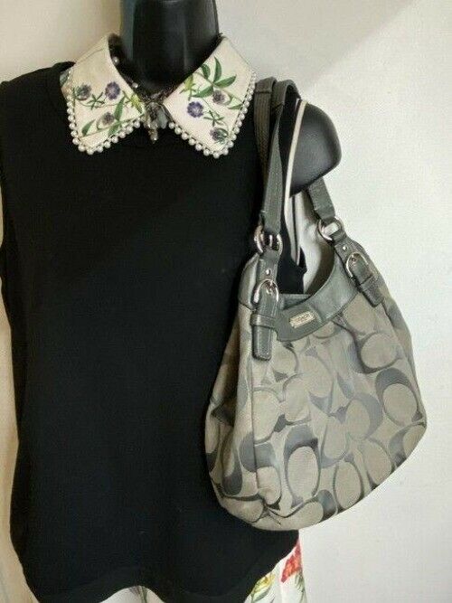 coach eddie tan olive jacquard fabric tote