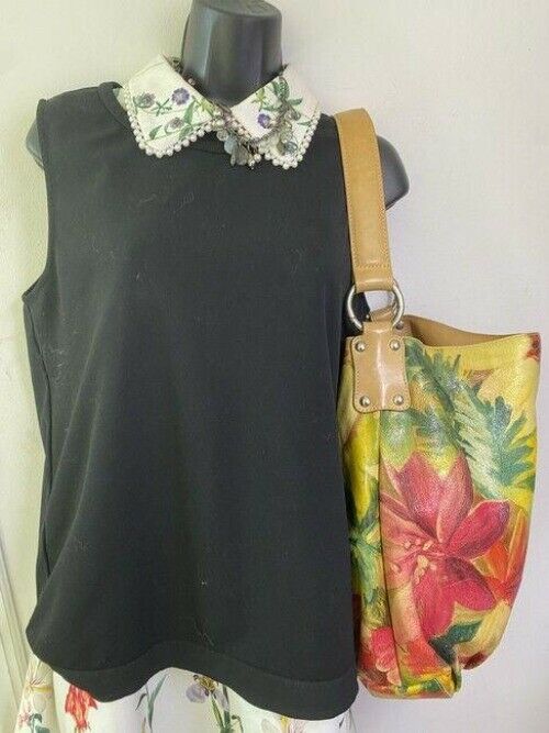 maurizio taiuti yellow green tan shoulder bag