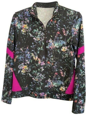 nicole miller black teal new ls rashguard msrp activewear