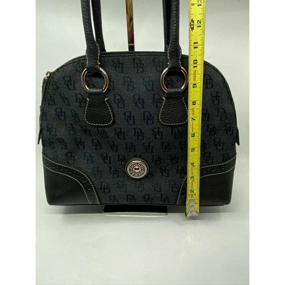 Dooney & Bourke Over Signature Fabric Size M Gray Black Shoulder Bag