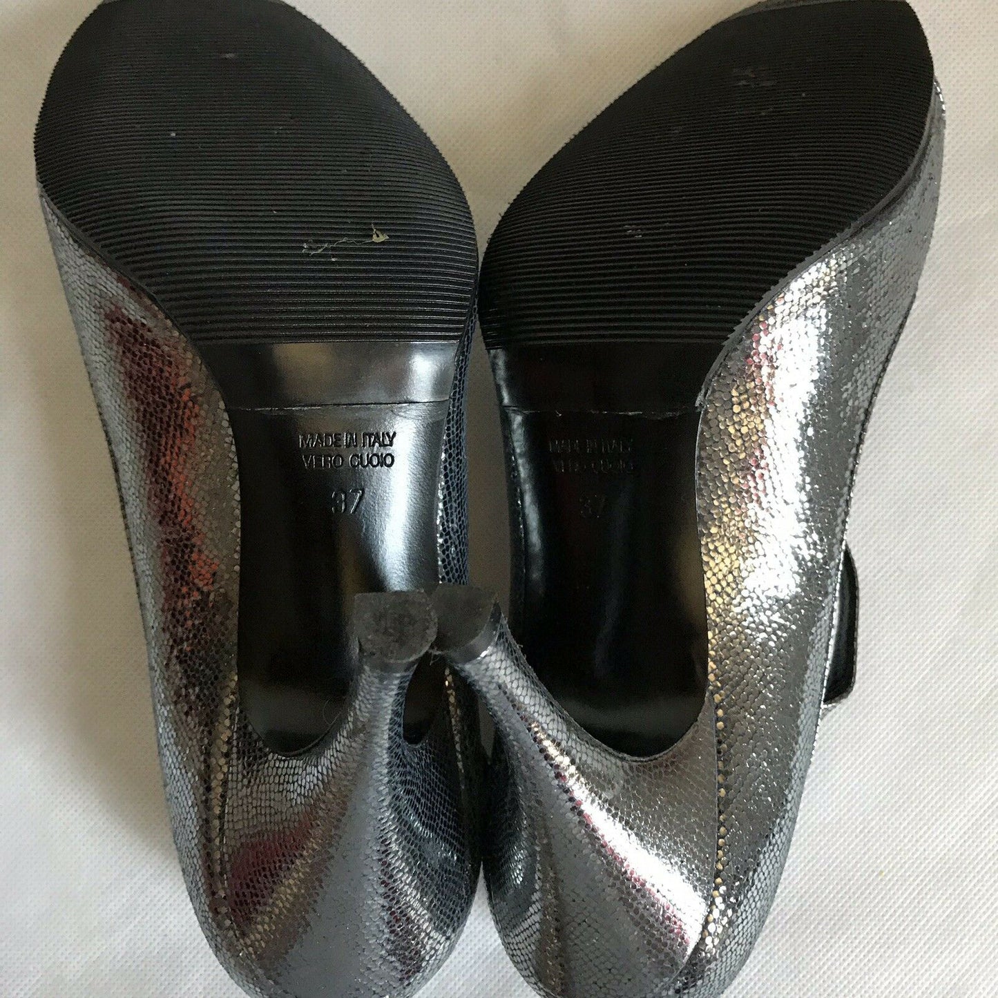 FENDI Pewter High Heel Peep Toe 37