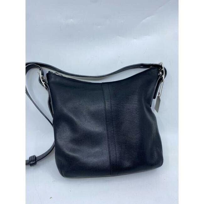 coach medium w adjustable strap black leather cross body bag