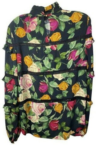 nicole miller multicolor new ls floral msrp sample small blouse