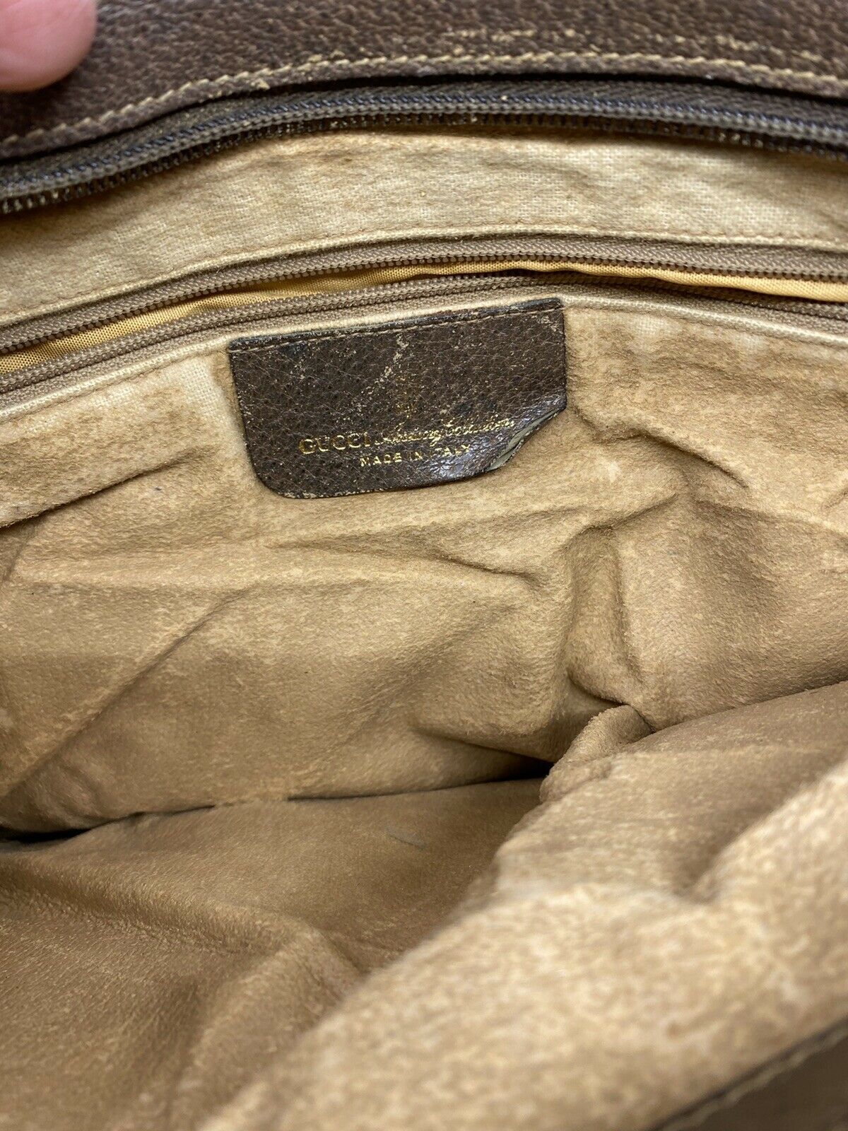 GUCCI Vintage  Brown Canvas/  Leather Shoulder Bag W Adjustable Strap