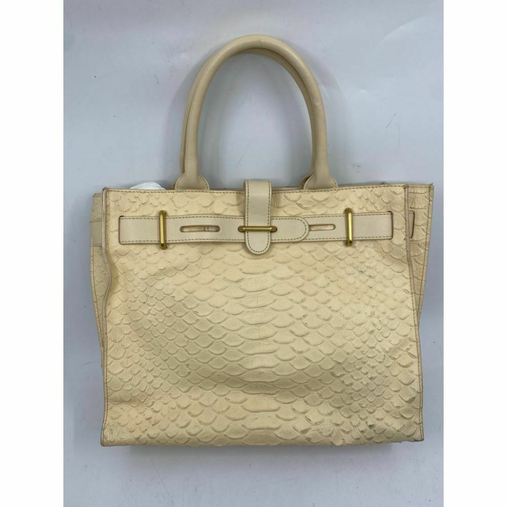 FURLA Croc Embossed Beige Leather Handbag Excellent!
