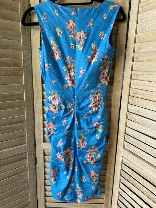 Nicole Miller blue pink nwot blue on linen sheath msrp short formal dress