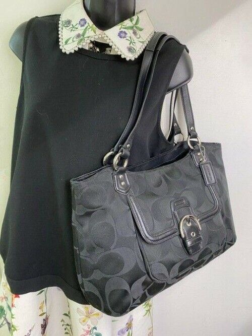 coach bag large black fabric tote