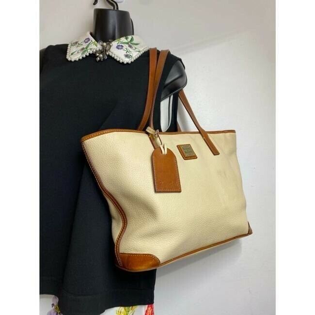 dooney and bourke bag white brown leather tote