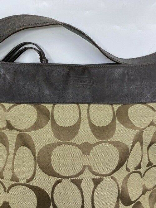 coach brown beige fabric shoulder bag
