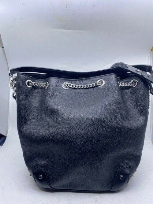 Michael Kors Bucket Alanis Medium Black Leather Shoulder Bag