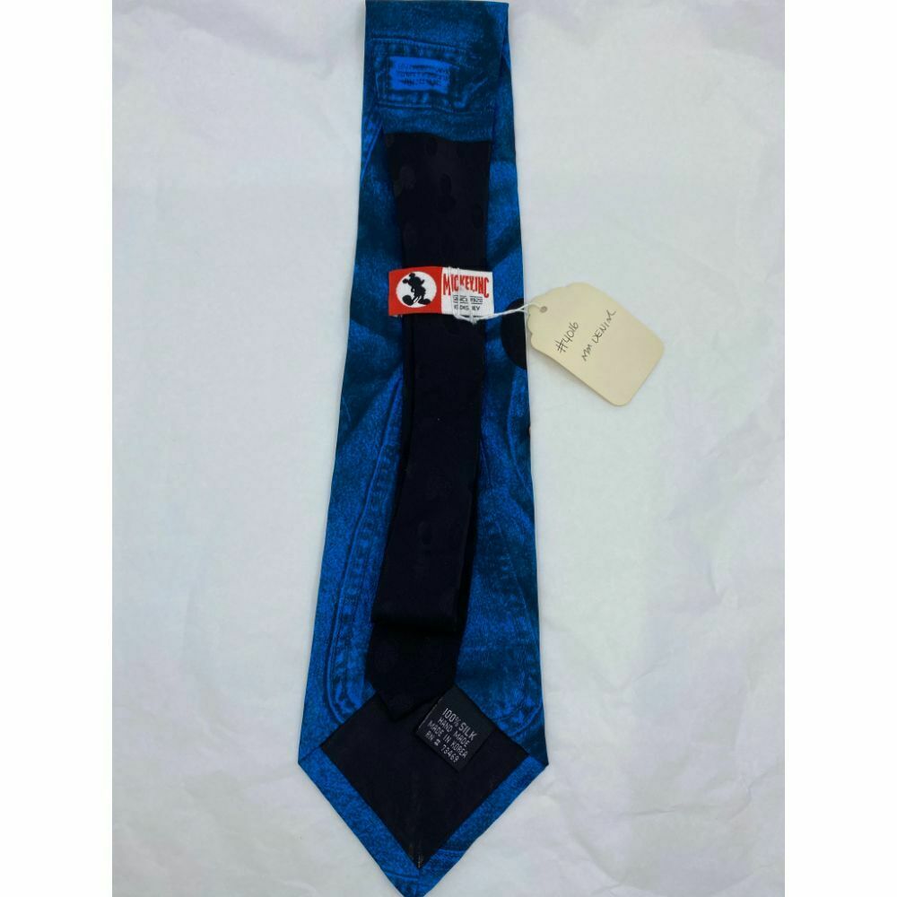 New! MICKEY MOUSE Disney Neck Tie Blue 100% Silk Handmade