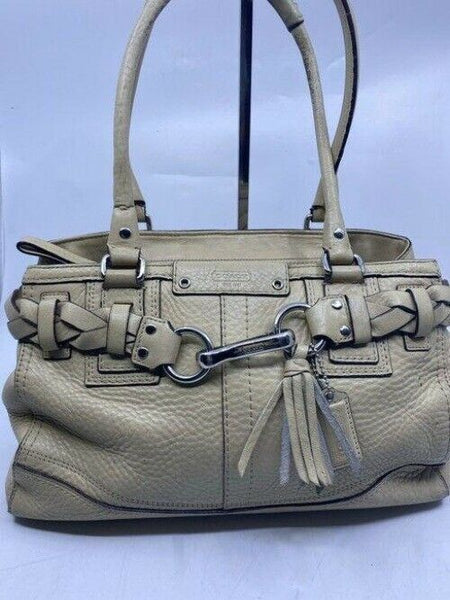 coach medium beige leather shoulder bag