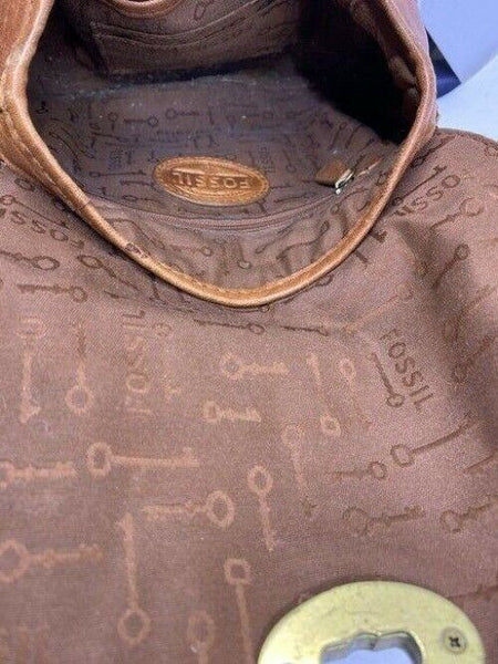 Fossil brown leather shoulder bag
