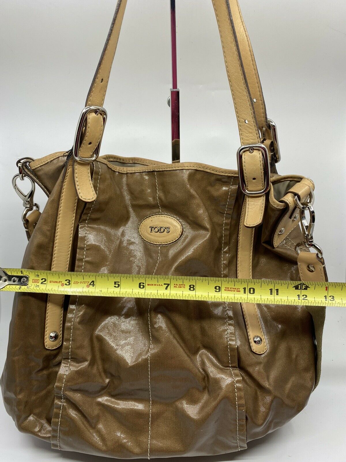 TOD’S Large Laminated Fabric  Tote Bag W/ Strap