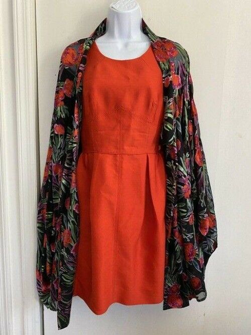nicole miller black green red new floral burn out tops msrp tunic